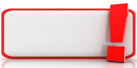 exclamation mark concept.3d Render Illustration.