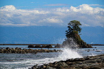 晩秋の雨晴海岸