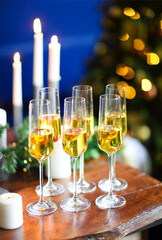 glasses of champagne on the table