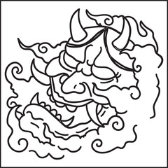 hannya tattoo outline line art design resource