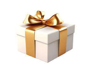 Obraz premium Gift box with golden bow isolated on transparent background