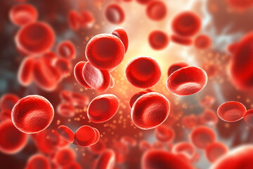 Red blood cells flowing in a vessel