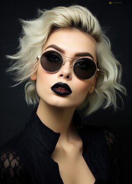 Beautiful blonde woman with sunglasses, fashion and style concept. Generative AI