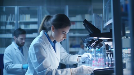 Doctor using tablet and check with analysis chromosome DNA genetic of human on virtual screens