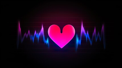 Heartbeat / heart beat pulse flat vector icon for medical apps and websites - obrazy, fototapety, plakaty