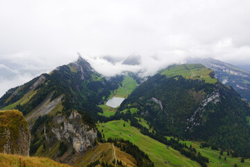 Fototapeta premium The view from Hoher Kasten mountain, the Swiss Alps 