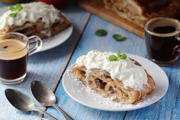 Traditional Austrian strudel with apples