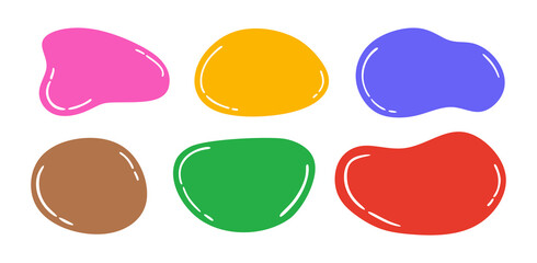 Set of cartoon speech bubbles for talk, dialogue and decoration. Empty comic speech labels isolated. Colorful doodle speech bubble collection, chat bubble or dialog boxes. Vector illustration