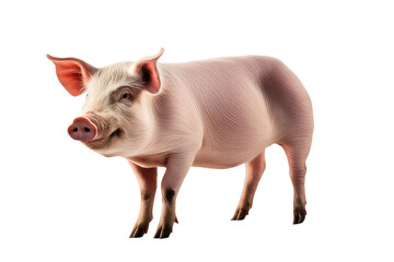 a high quality stock photograph of a single pig full body isolated on a white background