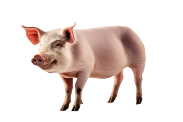 a high quality stock photograph of a single pig full body isolated on a white background