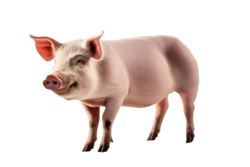 Fotobehang a high quality stock photograph of a single pig full body isolated on a white background © ramses