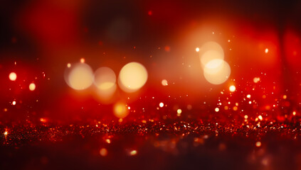 Sparkling red and golden christmas background. AI generated