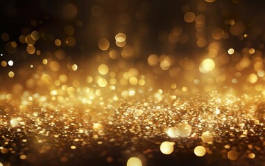 Fototapeta na wymiar Gold Sparkling Lights Festive background with texture