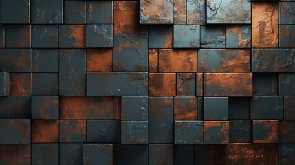 Ancient rustic grungy parchment metal cubic texture background