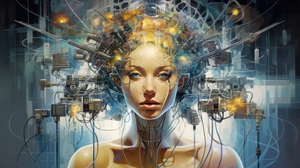 Medical technology concept, Mixed media, Doctor wearing virtual reality glasses, Checking brain testing result with simulator interface, Innovative technology in science and medicine.