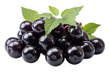 Black ripe currants isolated Grapes. Sour fruit. Health food  isolated on transparent background Generative Ai