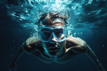 Swimming in the Abyss: A Masked Man's Subaquatic Exploration