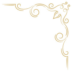 rich gold vintage baroque corner decorated in retro antique style acanthus Filigree typography decorative design You can use it for wedding decoration of greeting cards and laser cutting.