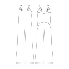 template bootcut jumpsuit vector illustration flat design outline clothing collection