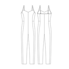 template legging jumpsuit vector illustration flat design outline clothing collection
