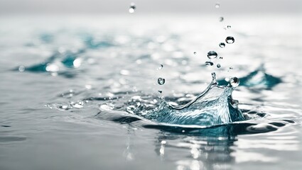 "Water Splash on White Background: Photorealistic Stock Photo