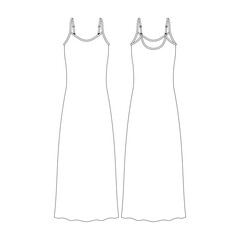 template maxi dress vector illustration flat design outline clothing collection
