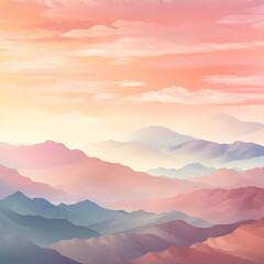 soft hues capturing the colors of a sunrise over the mountains