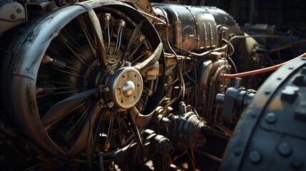 Fototapeta premium Aircraft engine. Aircraft engine repair and maintenance