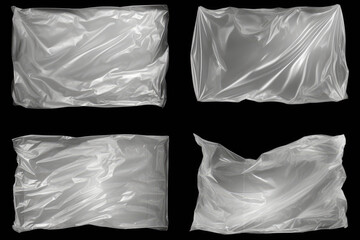 black and white plastic bag, bag isolated on black