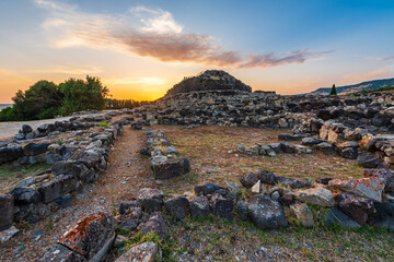 The bronze age fort UNESCO world heritage site Su Nuraxi di Barumini on Sardinia island during...