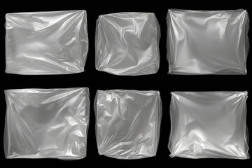 black and white plastic bag, bag isolated on black