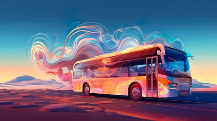 Fototapeten long bus transportation vehicle © Damerfie