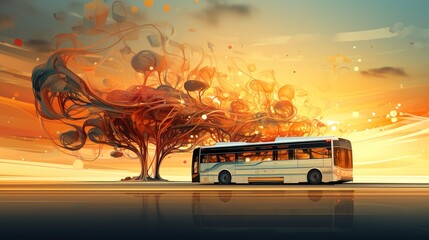 long bus transportation vehicle - obrazy, fototapety, plakaty