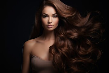 Naklejka premium A Captivating Beauty With Enchanting Long Brown Locks