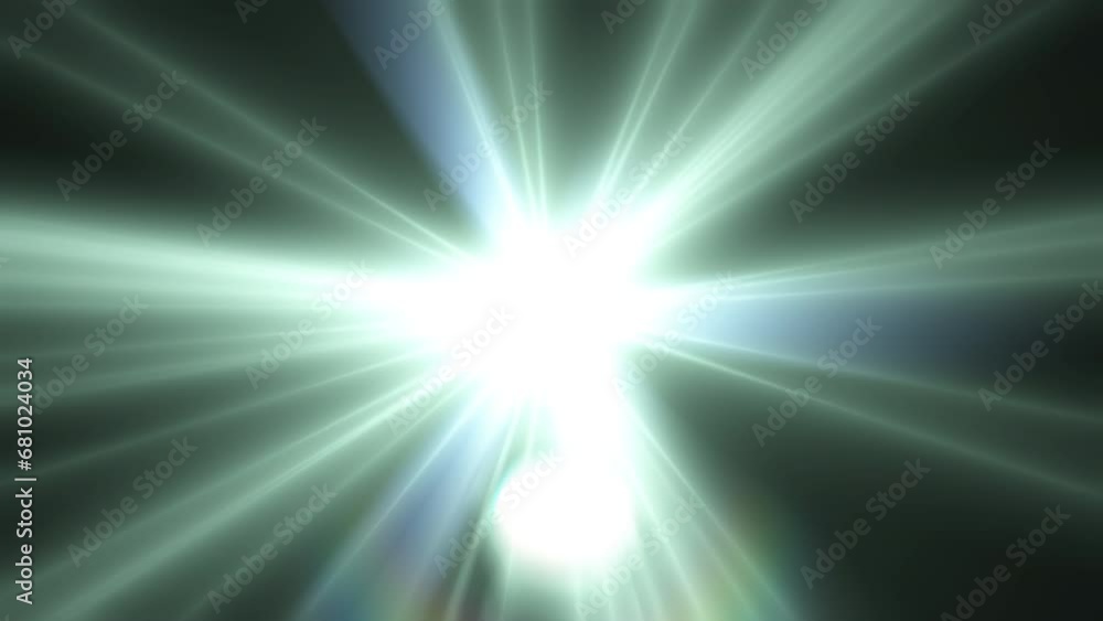 Poster loop white blue optical lens flares shiny light burst animation art on black abstract background for