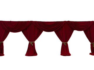 Isolated red velvet curtain and swags