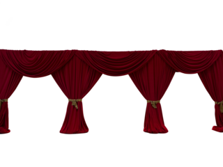 Isolated red velvet curtain and swags