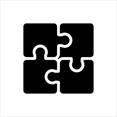 Puzzle icon. Teamwork symbol. Plugins sign. Logo template for website, ui, app. Outline, flat, and colored style. Vector illustration on white background - obrazy, fototapety, plakaty