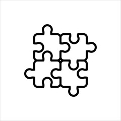 Puzzle icon. Teamwork symbol. Plugins sign. Logo template for website, ui, app. Outline, flat, and colored style. Vector illustration on white background