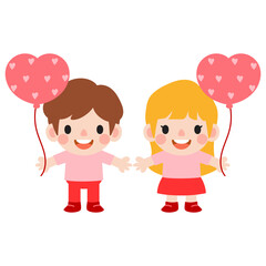 happy valentines day teen couple clipart. Romantic girl and boy giving heart gift