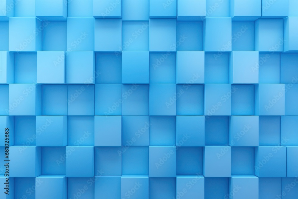Poster Seamless moving small blue color box pattern background, square box pattern