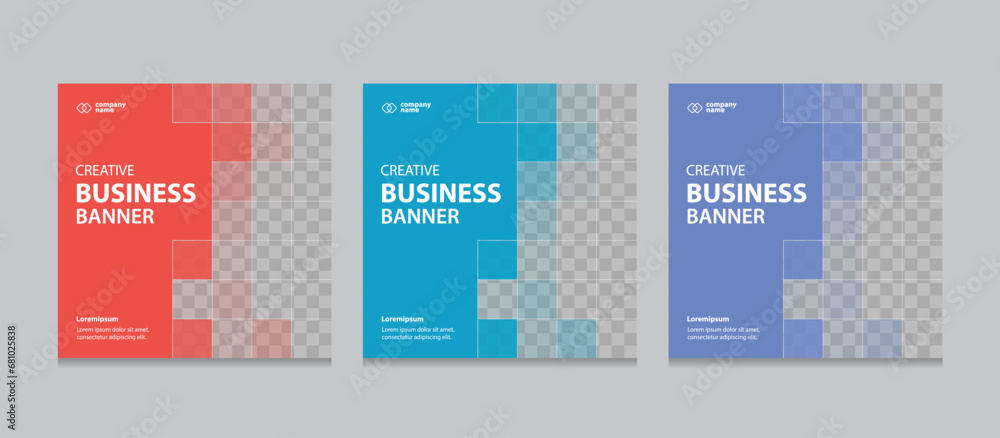 Poster set of editable square business web banner design template. suitable for social media post, instagra