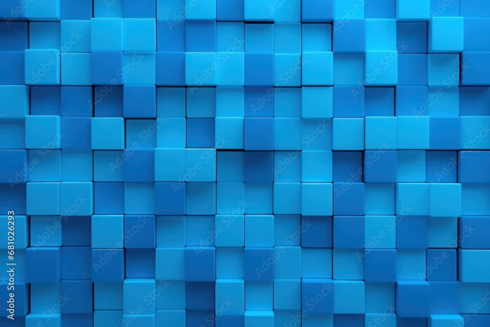 Poster Seamless moving small blue color box pattern background, square box pattern