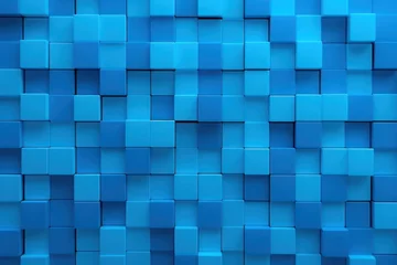 Poster Seamless moving small blue color box pattern background, square box pattern © venusvi