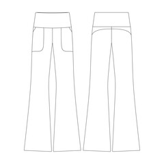template bootcut legging with pocket vector illustration flat design outline clothing collection