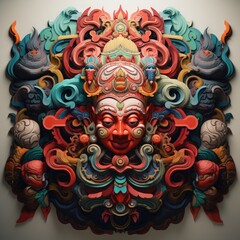 Obraz premium A Vibrant Mask Adorning the Wall with a Splash of Colors