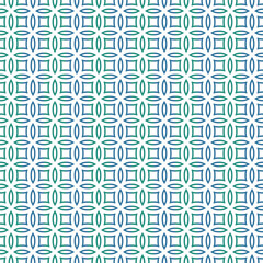 Seamless beautiful tile pattern with blue and green circles and squares