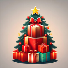 Obraz na płótnie Canvas christmas tree with gifts, Generative AI