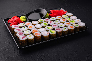 Japanese sushi big set on top view