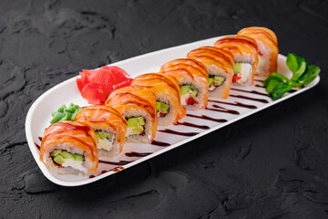 Philadelphia roll classic on white plate